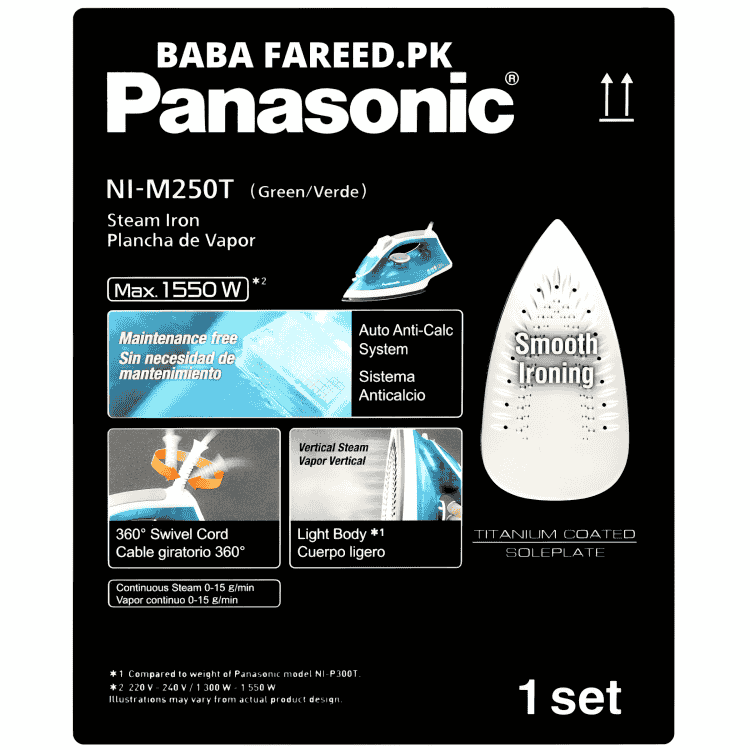 Panasonic, Light And Easy Steam/Dry Iron, 1550W, NI-M250T - Image 5