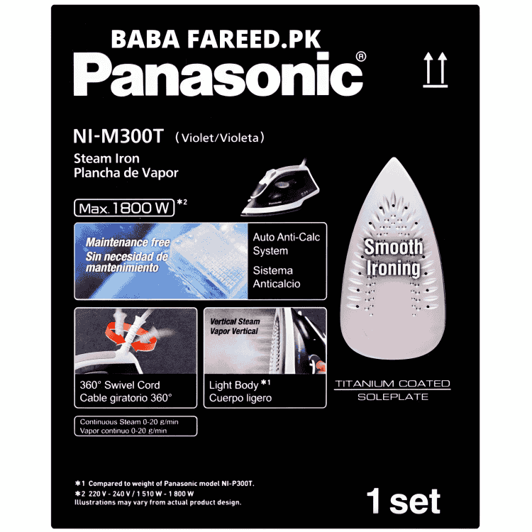 Panasonic, Light And Easy Steam/Dry Iron, 1800W, NI-M300T - Image 4